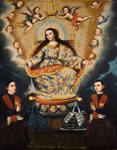 Seated Madonna with Graduation of the García Brothers by Marcos Zapata y taller